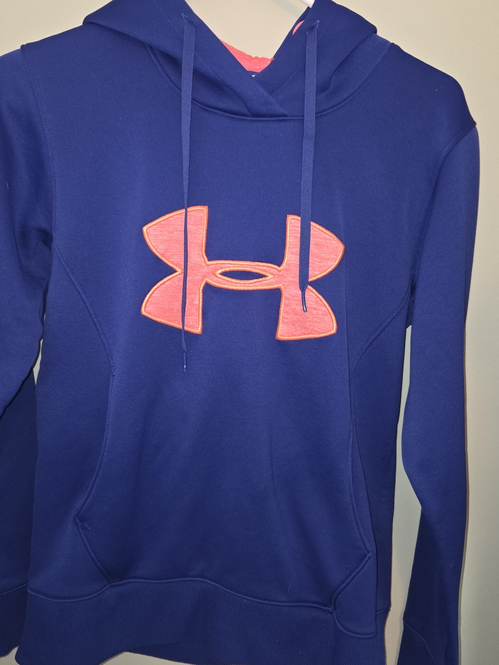 Under Armour Navy Blue Hoodie with Pink Logo
